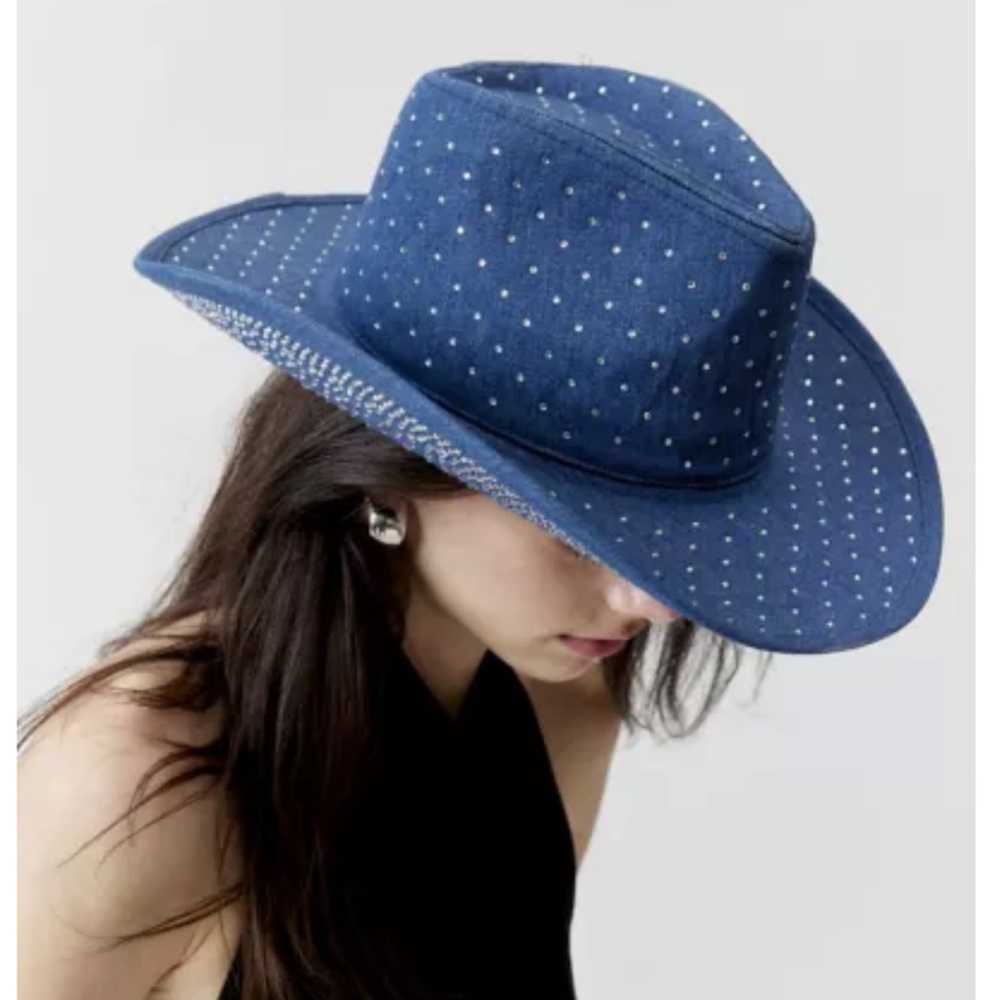 Rhinestone Denim Cowboy Hat